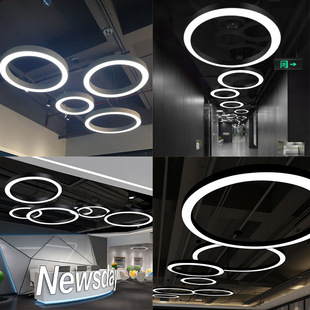 Ring Chandelier Led Round Lamp Office Gym Shopping Mall Supermarket Shop Circle Industrial Style Ring Lamp