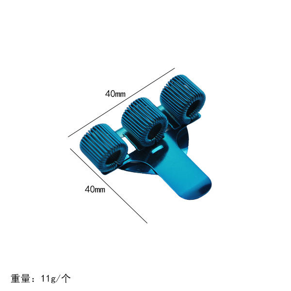 Blue three-spring pen clip