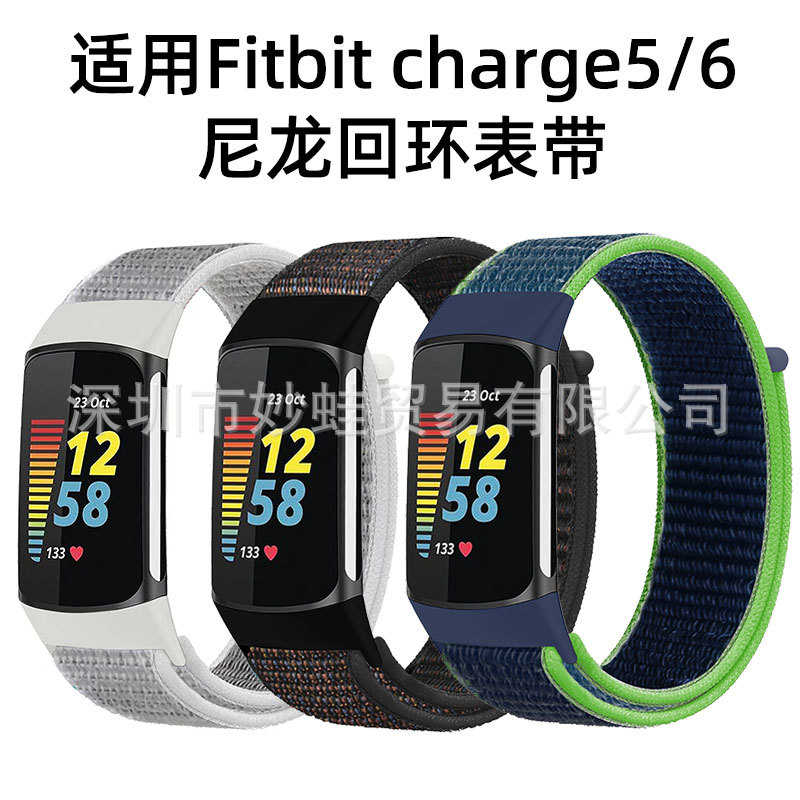 For Fitbit charge6/5 Nylon Loop charge6/5 Nylon Velcro Strap