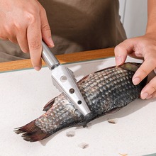 木柄不锈钢鱼鳞刨刮鳞器批发跨境打鳞去鳞神器厨房工具长城刨手动