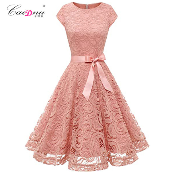 Elegant retro lace long skirt with a round collar