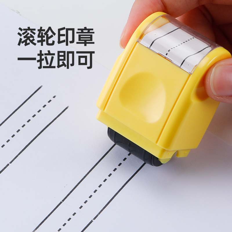 Sello de rodillo transfronterizo Sello de línea de escritura a mano en inglés para niños Enseñanza del maestro Práctica de escritura de guiones en inglés