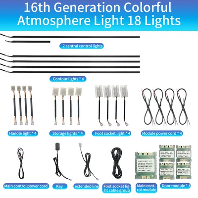 Foreign trade car atmosphere lamp car atmosphere lamp non-breaking acrylic LED magic color dynamic invisible atmosphere lamp (Other lights) - 18led-instrument-4-doors-foot-lights-storage-lights-handle-lights-half-black-64-color-ambient-lighthalf-black-64-color-ambient-light