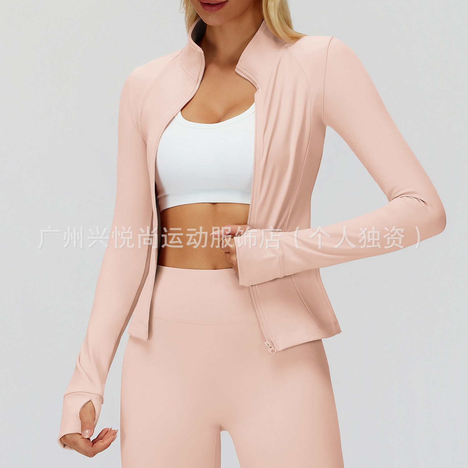 Lo Zipper Windproof Warm Fleece-Lined Autumn and Winter Casual Versatile Suit Outdoor Running Fitness Sports Suit 5502