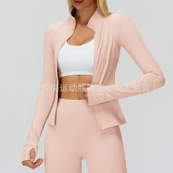 Lo Zipper Windproof Warm Fleece-Lined Autumn and Winter Casual Versatile Suit Outdoor Running Fitness Sports Suit 5502