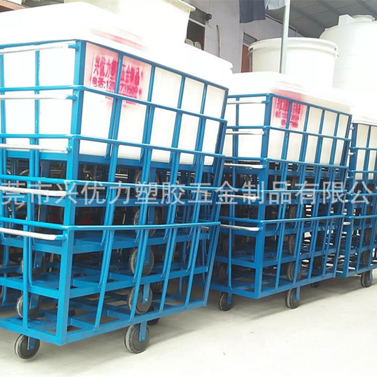 配轮子易周转印染桶推布车/配铁框聚乙烯印染桶装布车
