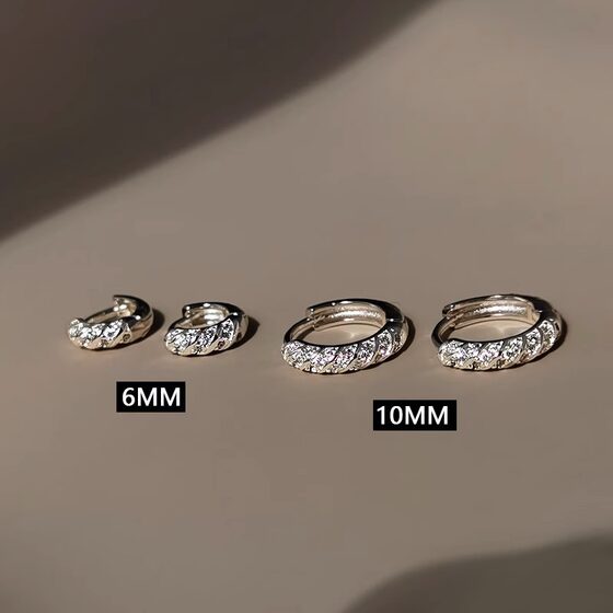S925 Silver Needle Full Diamond Ear Buckle Exquisite Advanced Sense Ear Ring Niche Elegant Light Luxury Twist Ear Buckle Zircon Earrings