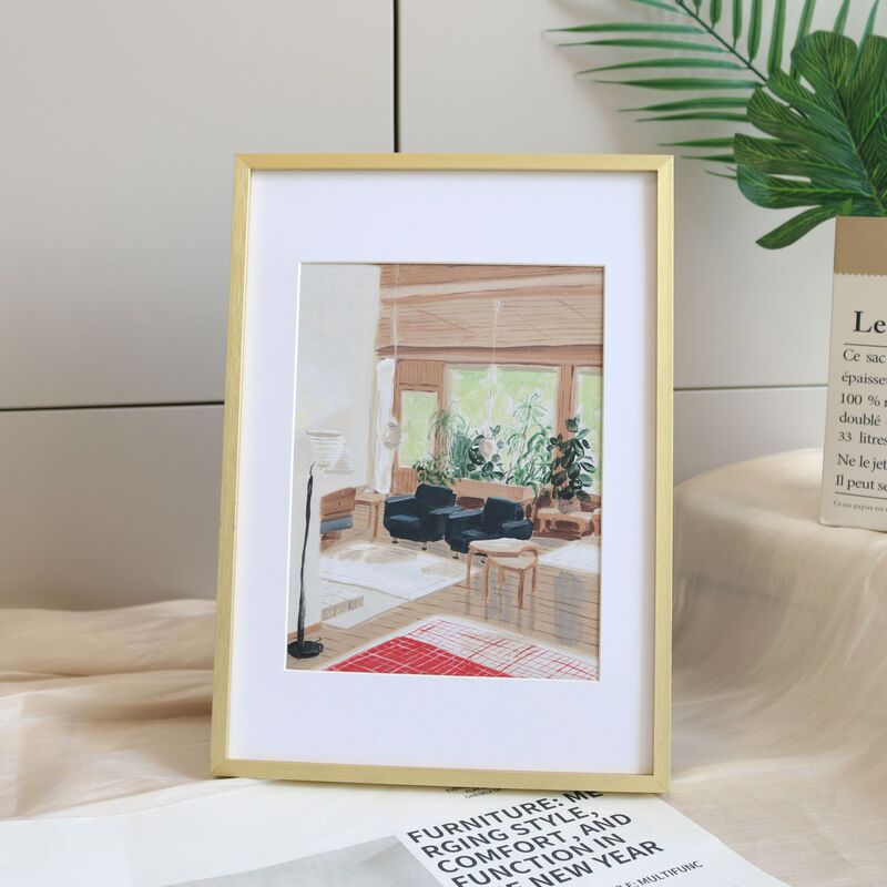 Simple aluminum alloy picture frame in standard size for framing posters and puzzles, wall-mounted, custom-made with narrow edges, wholesale