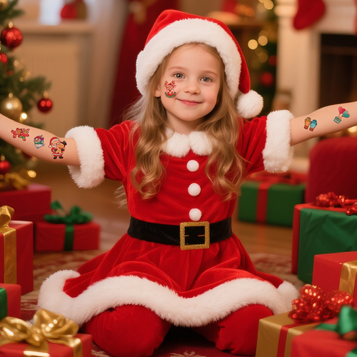 Cross-border best-selling new cartoon children's Christmas tattoo sticker holiday party atmosphere eco-friendly reindeer tattoo sticker