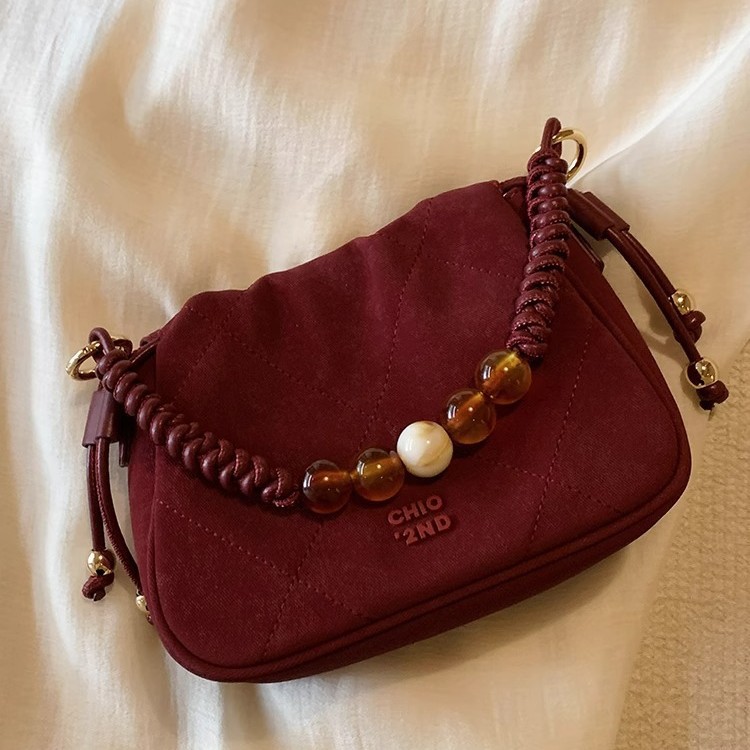 Southern Wind chio2nd Cloud Velvet Amber Cloud Bag mujer 2024 nuevo bolso de boda rojo con un solo hombro en otoño e invierno