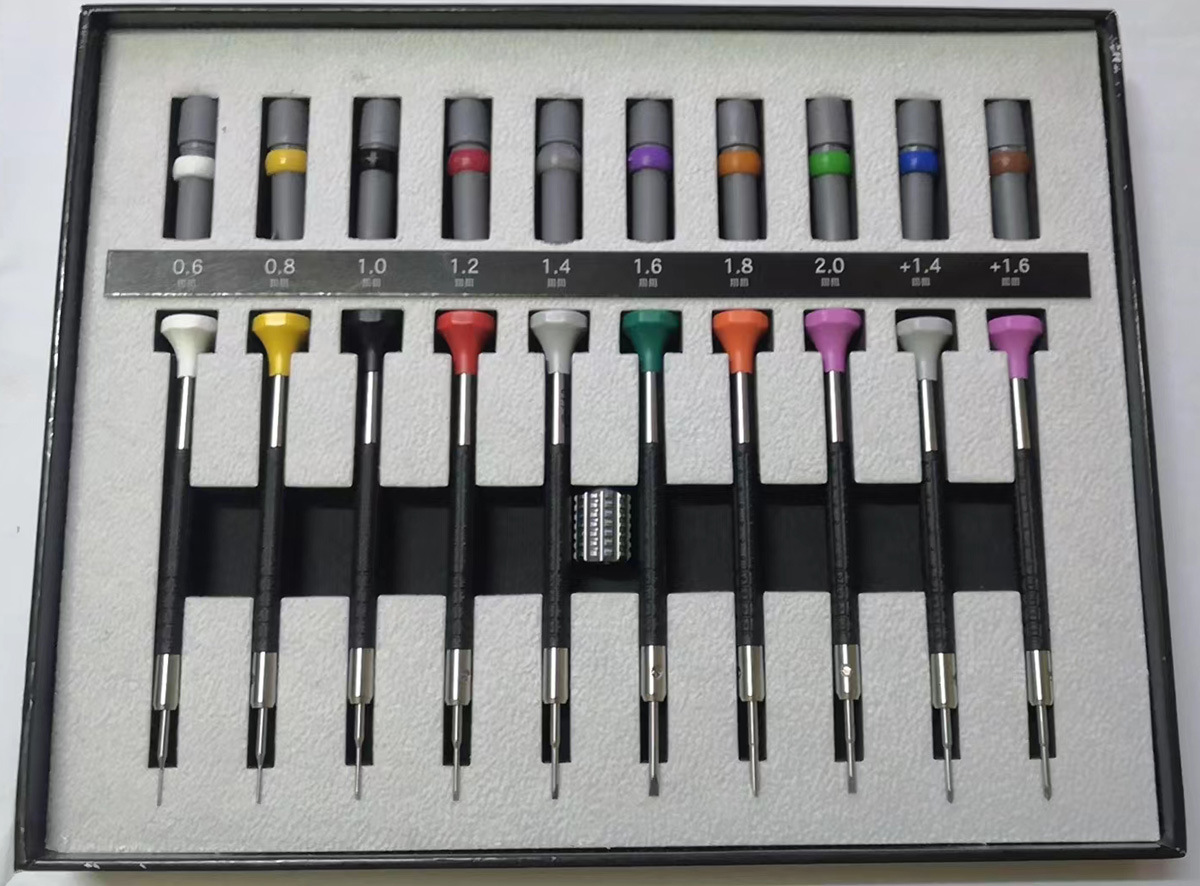 修表工具 10支装手表维修螺丝批 包胶10pc螺丝刀套装 一/十字起子