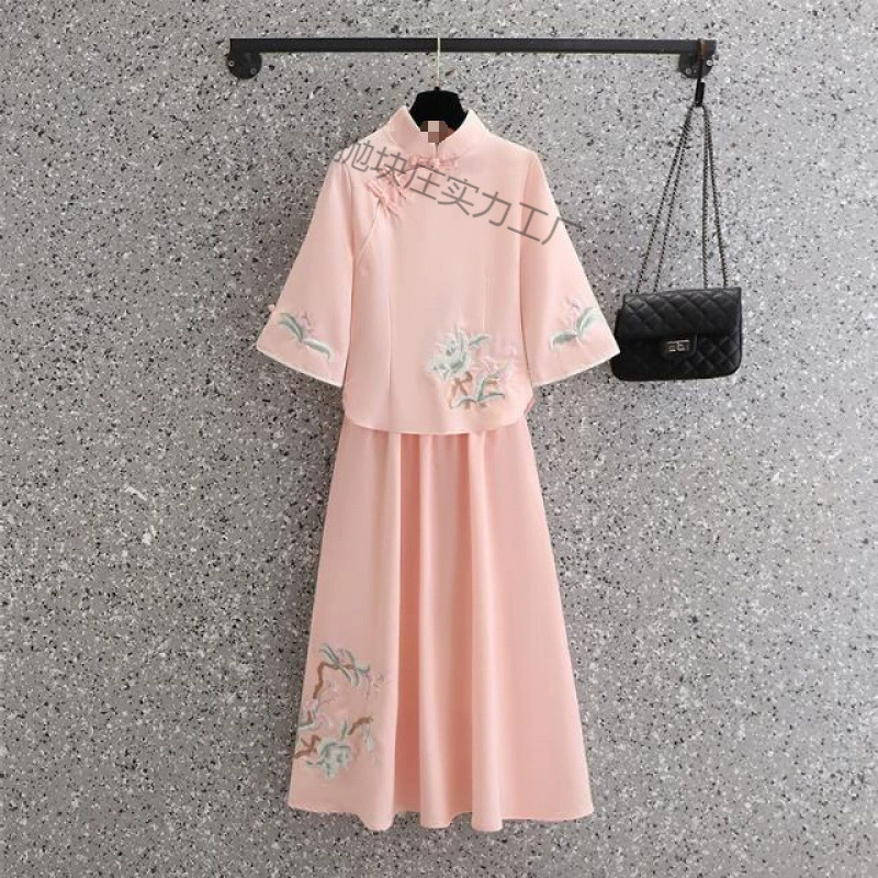 Китайский стиль Летняя ретро Китайская Республика Вышивка из двух частей