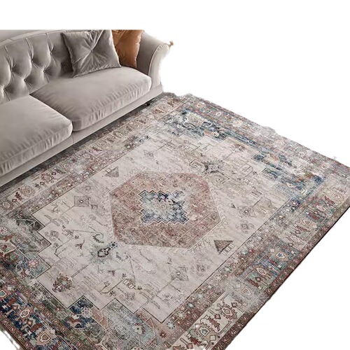American-style vintage Persian living room and bedroom rug—full-area bedroom rug, floor cushion for reading, anti-cold, soft and comfortable.