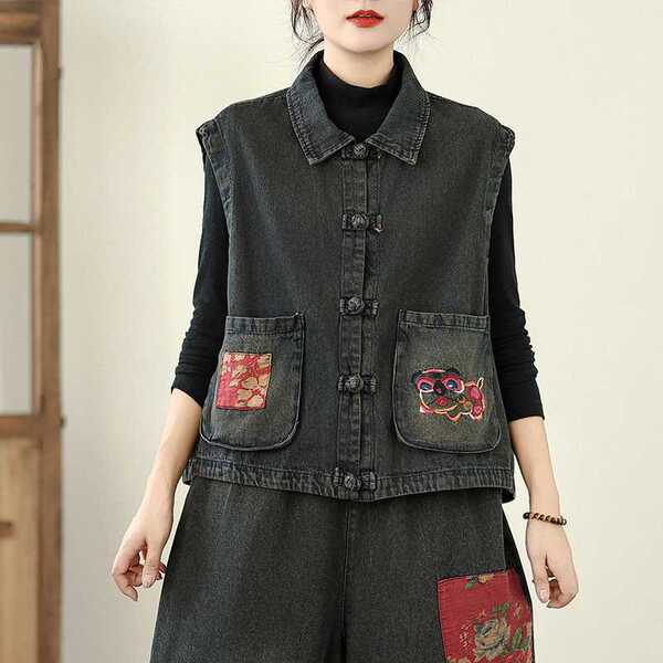 Autumn retro denim vest