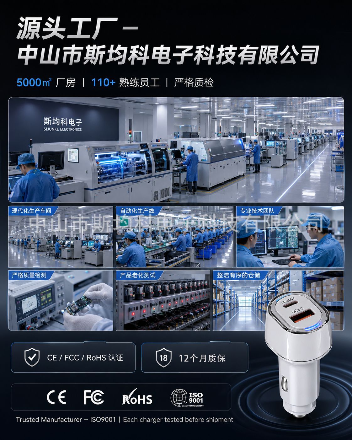 Cross-Border 48W Car Charger Super Fast Charging Dual Cigarette Lighter Adapter Phone Flash Charging USB Car Charger