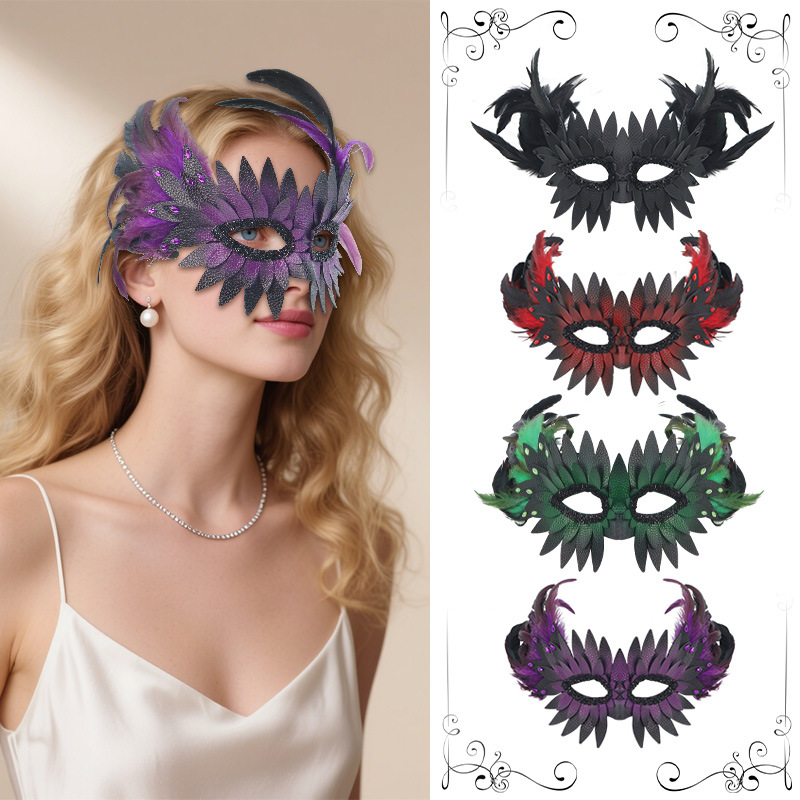 Cross-border Halloween nueva máscara de baile de maquillaje máscara de plumas sexy máscara de decoración de la reina de carnaval props de fiesta