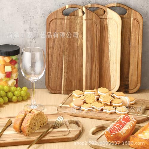 Wooden Cutting Board with Juice Trough Kitchen Cutting Board Household Snacks Fruit Snacks Afternoon Tea Breakfast Tray