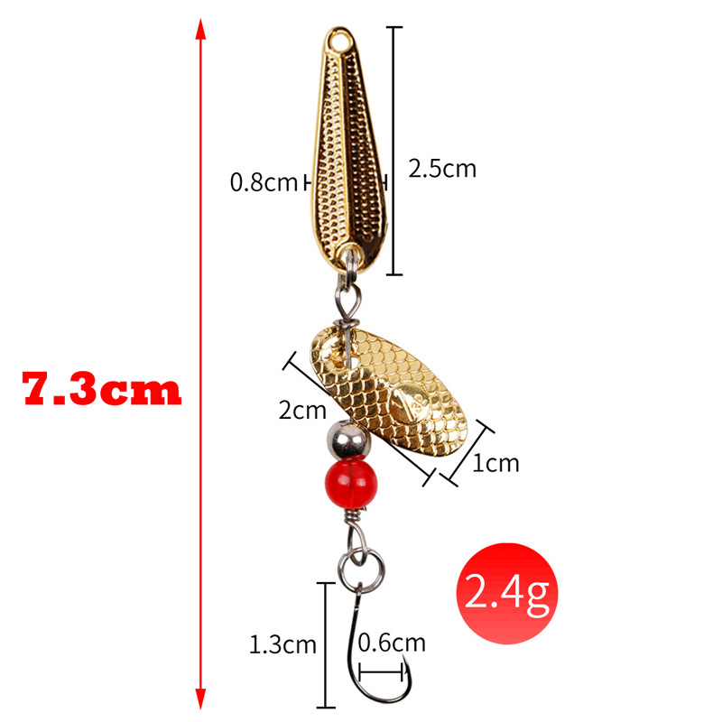 Spinning lure micro mini fake bait hand-cranked DIY shiny silver and gold fish scale mouth bass perch walleye crappie spinnerbaits
