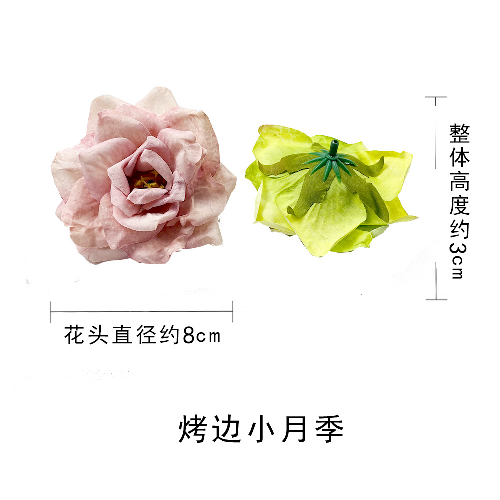 Retro rosa de temporada bordes asados flores falsas DIY toque de cabeza accesorios de flores de flores coronas de flores pared de boda camellia
