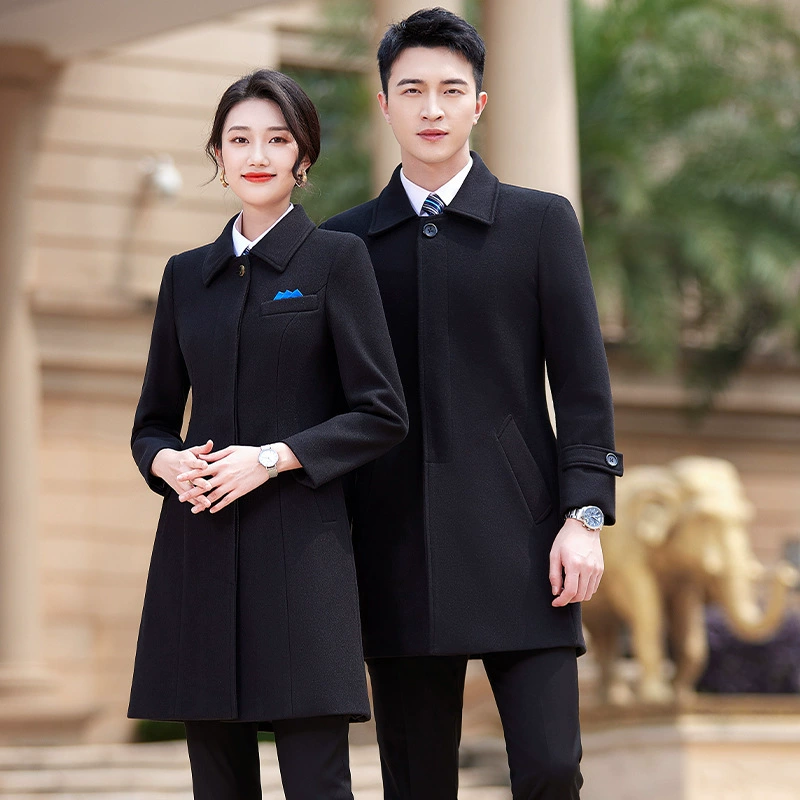 2023 новая Деловая одежда шерстяное пальто средней длины узкая утолщенная профессиональная рабочая одежда шерстяное черное пальто