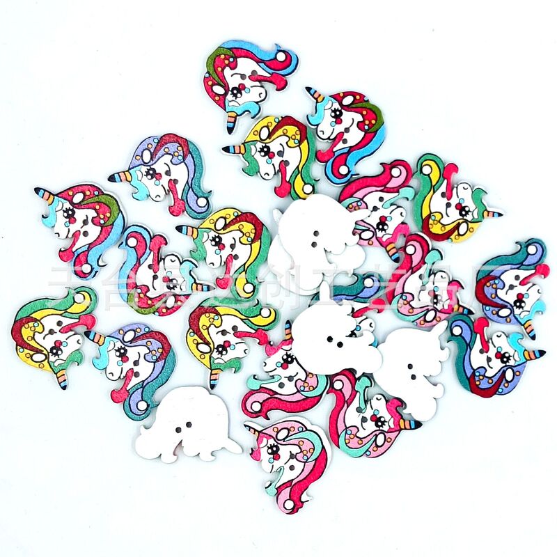 50/Pack Color Mixed White Unicorn Baby DIY Handmade Decorative Button Painting Photo Frame Decorations