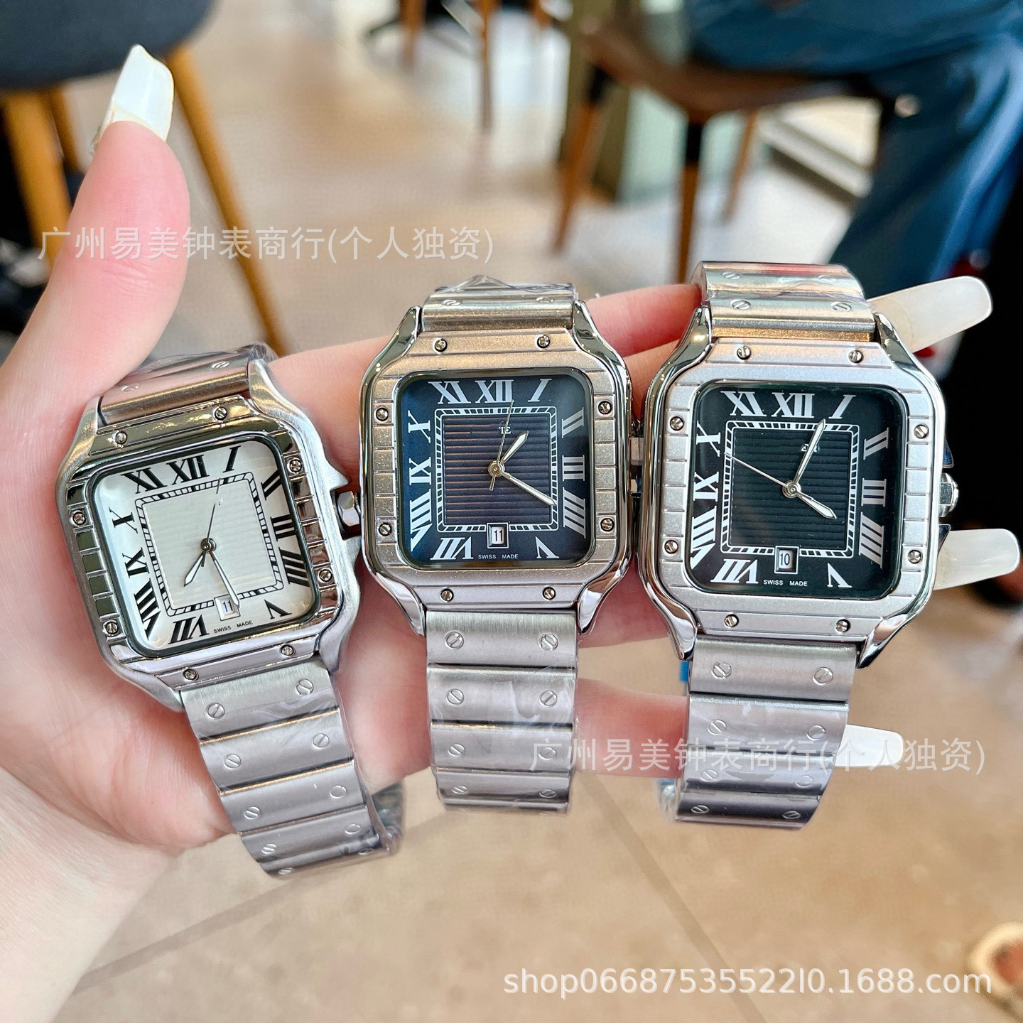 Kajia Santos Men's Watch Quartz Casual Steel Strap Men's Watch Factory Wholesale Tank Cheetah Men's Watch