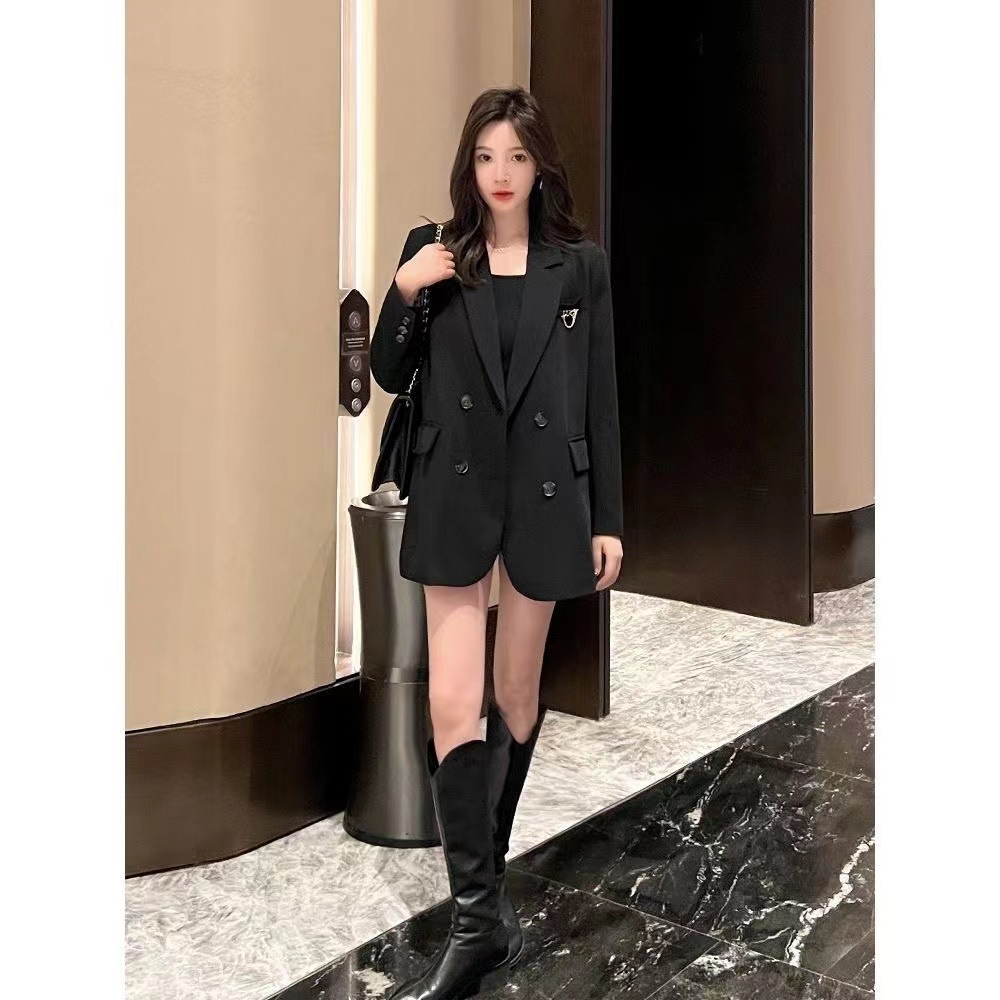 Elegant Women's Blazer British Style Slim-fit Lightweight Coat_voghion.com