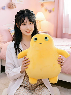 Cute and Adorable Yellow Little Monster Plush Doll Pillow for Children and Girls, Sleeping Comfort Toy, Cartoon Stuffed Doll (Oyuncaq yastıqlar) - yellow-42cm