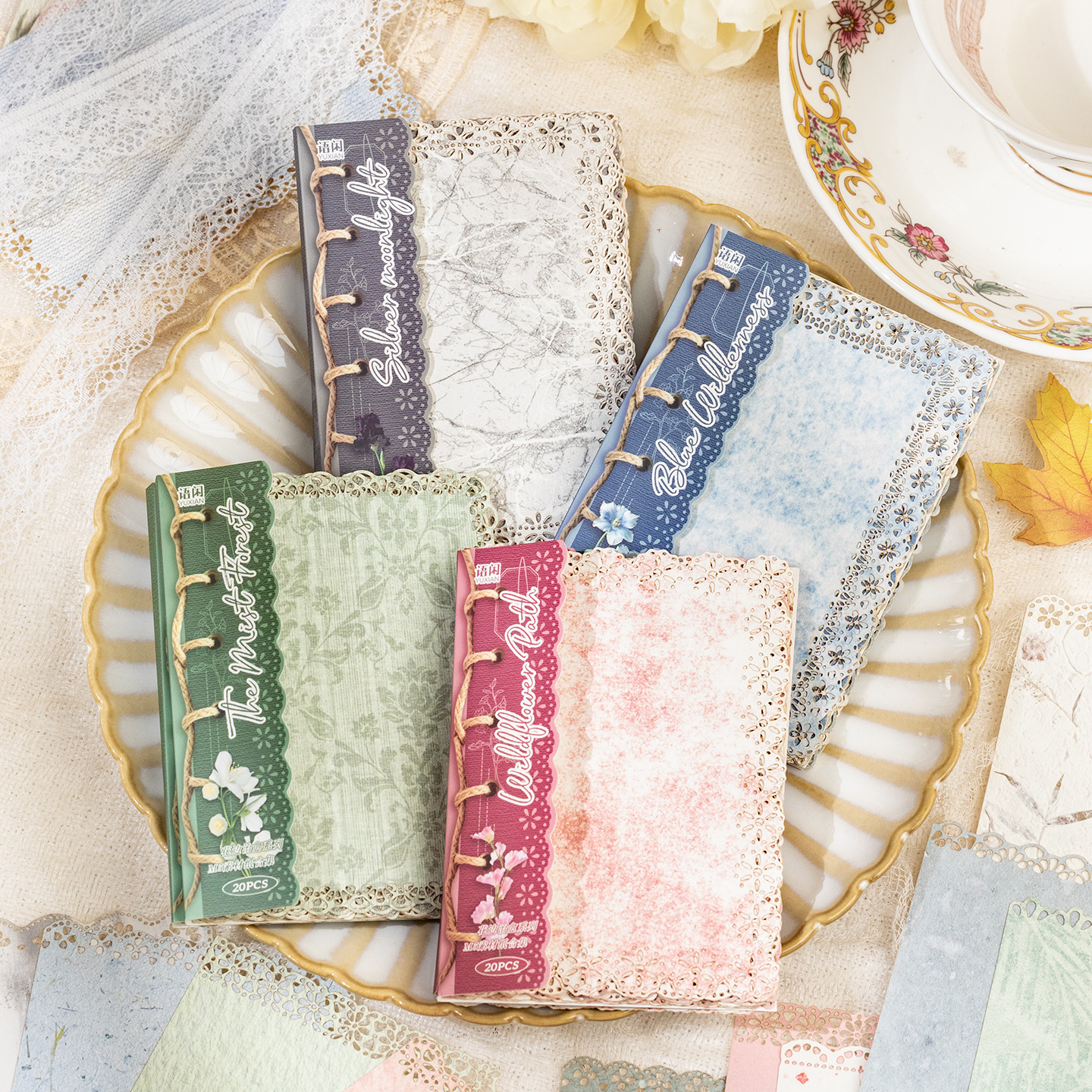 Yuxian M5 Material Paper, Lace Healing Vintage Style Hollow-Out Journal Material, Ita Bag Background DIY Decoration Base