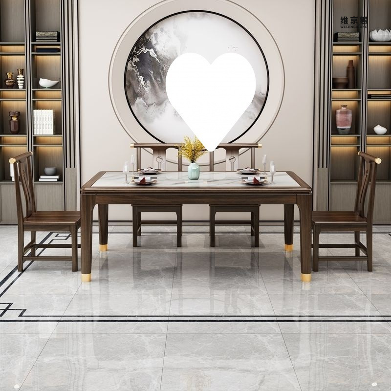 New Chinese-style dining table, solid wood household rectangular rock slab table, commercial long table, small agent dropshipping independent station goods.