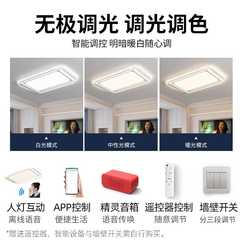 2025種類の全屋知能現代シンプルLED全スペクトル天井灯は非常にシンプルな家庭用寝室灯具工場直売|undefined