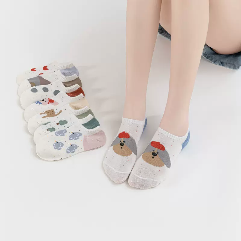 25春夏新品船袜女防滑不掉跟日系可爱爱心浅口短袜隐形女袜子百搭