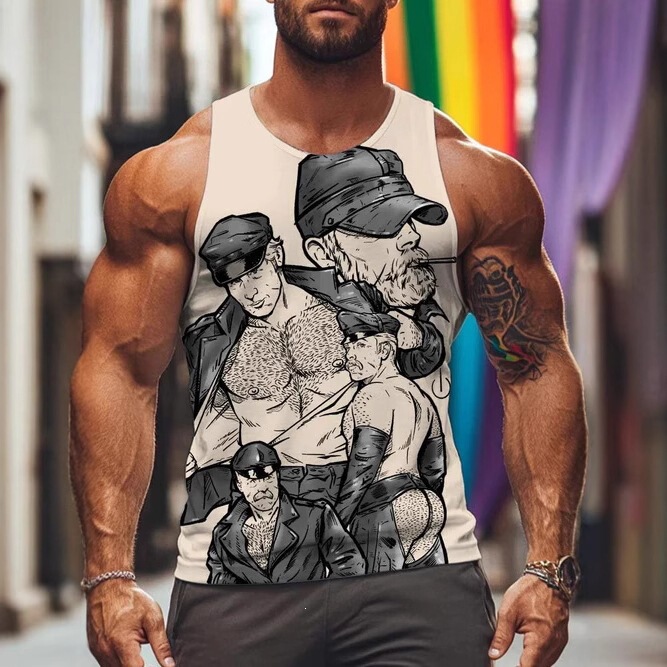 Cross-border sleeveless vest for men, featuring 3D digital printing, 2025 summer collection, men's sleeveless T-shirt, men's vest