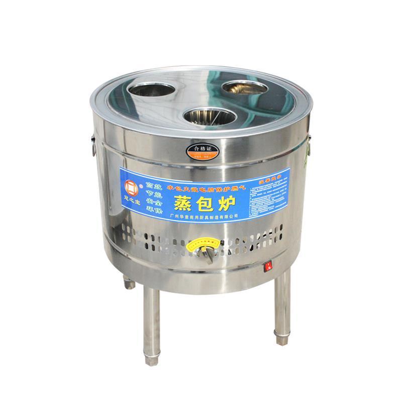 horno de paquete de vapor de gas comercial de tres agujeros circular de ahorro de energía de calor eléctrico máquina de paquete de vapor de piel fría al vapor máquina automática de salchicha en polvo