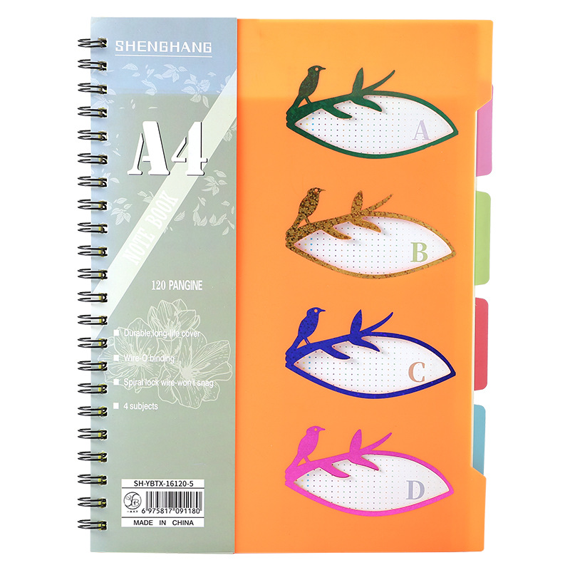 Fuente fabricante multi-especificaciones A4 / B5 / A5 doble bobina portátil PP cubierta de color dividida cuaderno de notas image 6