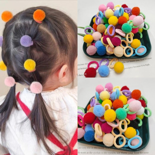 Girls Color Hair Ball Hair Rope Super Cute Rubber Band New Kindergarten Girls Cute Hair Rings High Elastic Headwear Elastic