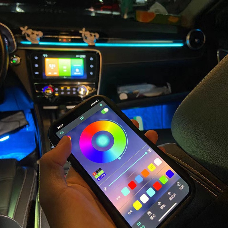 Car central control instrument panel atmosphere light LED magic acrylic USB central control light flowing colorful RGB light