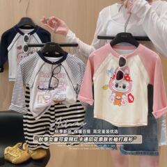 秋季新款女童2025拉布布T恤网红款百搭棉上衣潮秋装爆款打底衫批