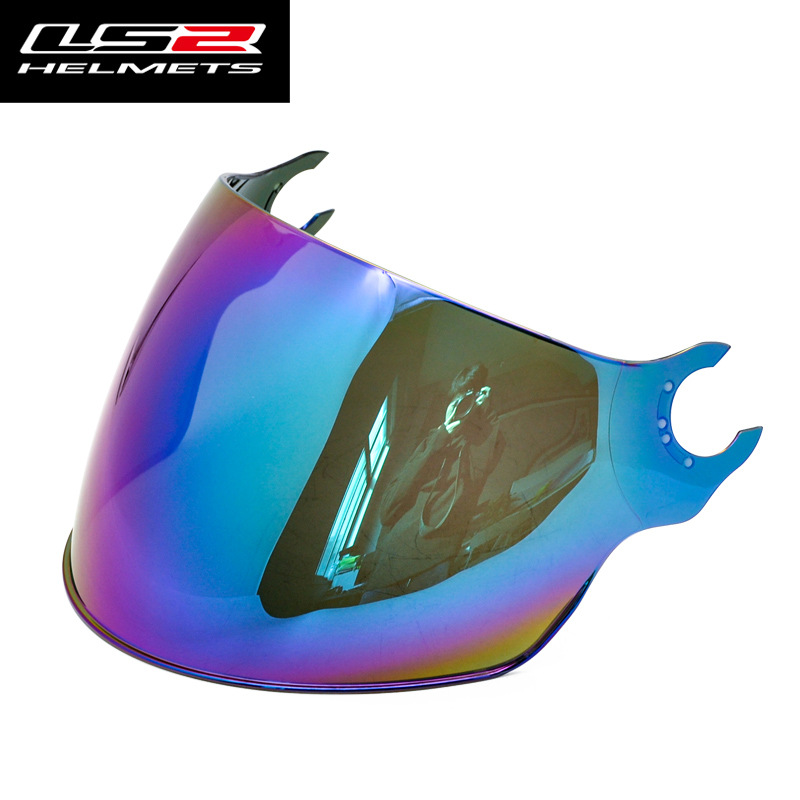 LS2 lente del casco de la motocicleta OF562 medio casco largo y corto lente transparente té negro plateado colorido unisex
