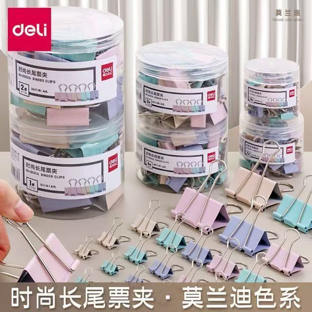 델리 클립 마카롱 컬러 스왈로우 테일 클립 사무실 금융 지폐 클립 스테인레스 스틸 철 지폐 클립 문구 도매