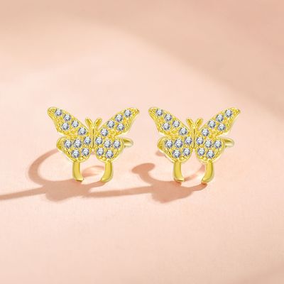 princess Sen family Simplicity temperament Sweet Diamond butterfly Ear bones new pattern No pierced ears senior Tremella