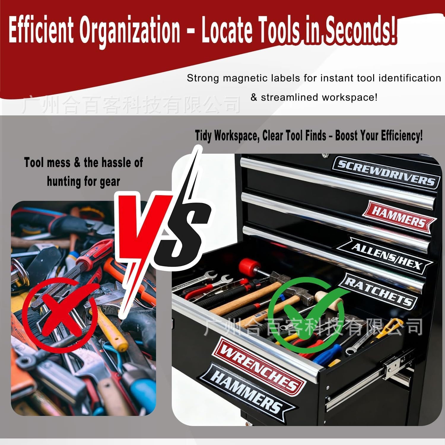 Cross-Border Hot-Selling Product: 12Pack of Magnetic Toolbox Labels for Magnetic Tool Box Storage