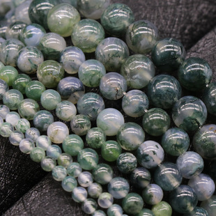 198-Moss Agate A-Grade Water Grass Agate Round Beads Loose Beads DIY Beaded Jewelry Accessories Materials Semi-Finished Products