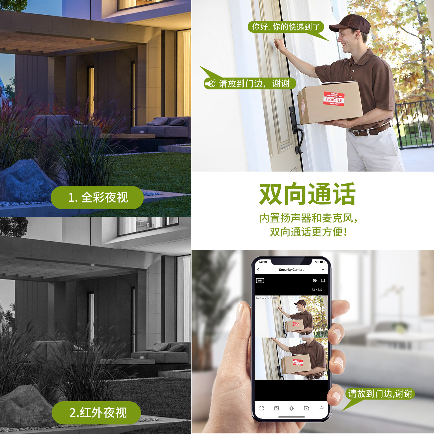 跨境防水双目HD高清安防摄像头家用涂鸦WiFi智能双镜头监控摇头机