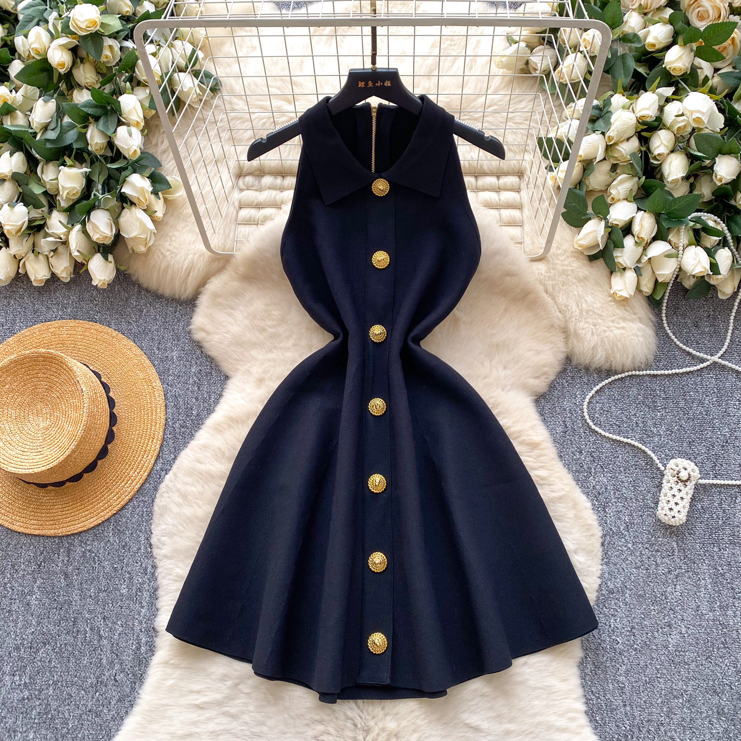 2026 Spring New Style Vest Knit Dress, Sleeveless, Waist Cinching, A Line Skirt, Suitable For Petite Figures, Perfect As An Inner Layer Dress_ecoleips.com