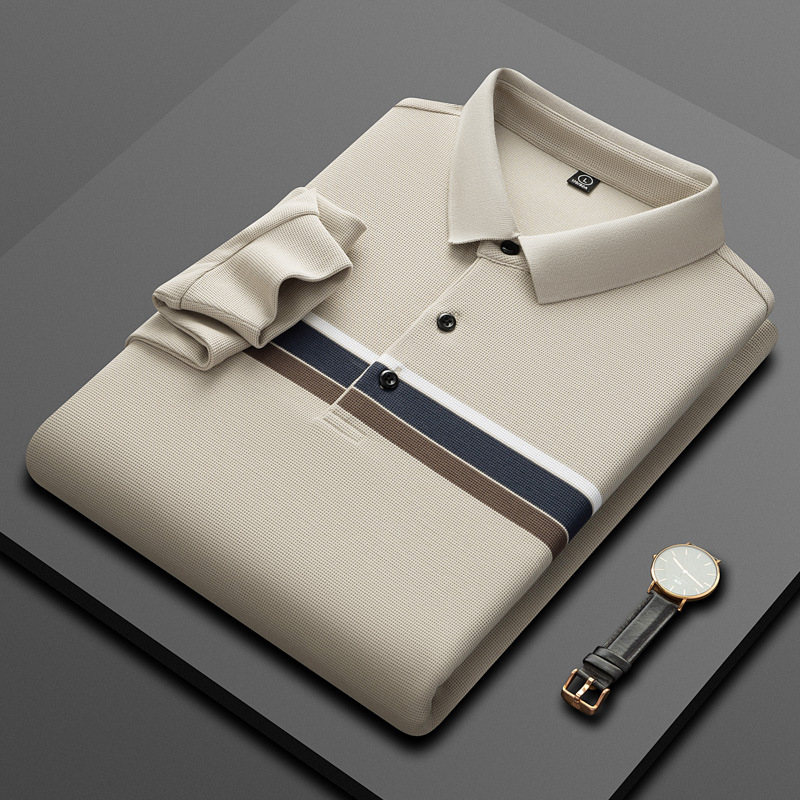 Brand Mercerized Cotton Polo Shirt Men's 2025 New Fashion Stripesd Business Casual Young and Middle-Aged Versatile Tops Wholesale