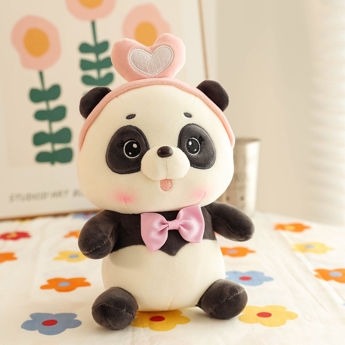 大熊猫公仔玩偶可爱国宝领结熊猫毛绒玩具安抚儿童抱睡觉吉祥娃娃|ru