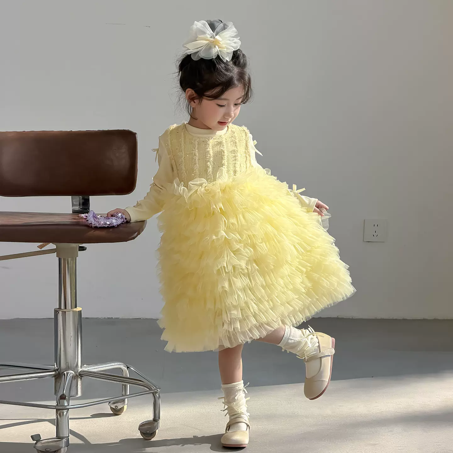 女童连衣裙春秋款2026新款洋气女宝宝背心公主裙儿童春装网纱裙子