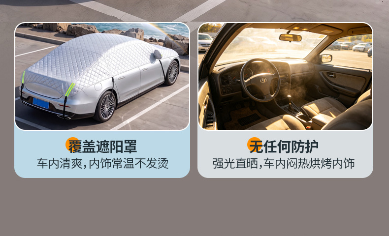 Thickened quilt-style car cover, universal fit for all car models, provides full coverage, suitable for all seasons, and protects the car from snow