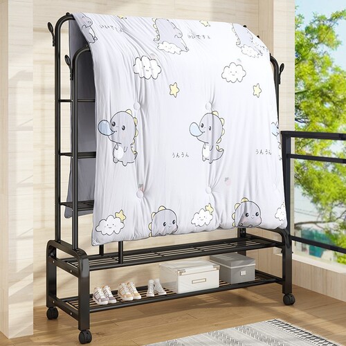 Clothes drying rack floor-standing balcony household clothes drying rack movable bedroom multi-layer coat rack indoor simple clothes drying rod